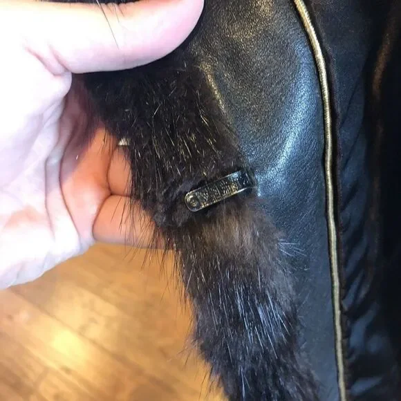 Elegant Dark Brown Mink Coat Huge Collar - Picture 7 of 15